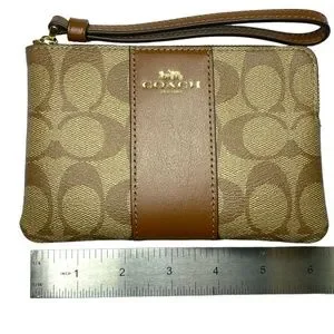 Pcv Coach Size Coach | Bags | Nwt Coach Signature Pcv Leather Corner Zip Wristlet ...
